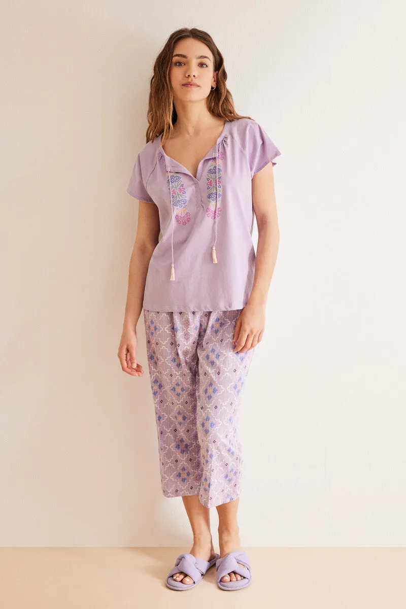 100% Cotton Capri diamond pyjamas