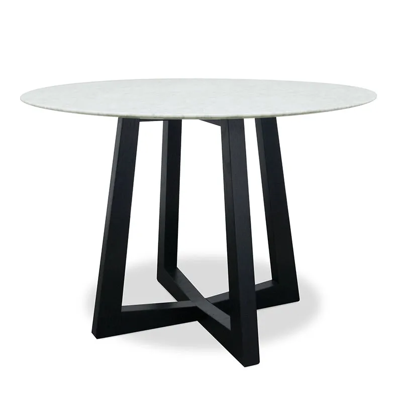 1.15m Round Marble Dining Table - Black Base