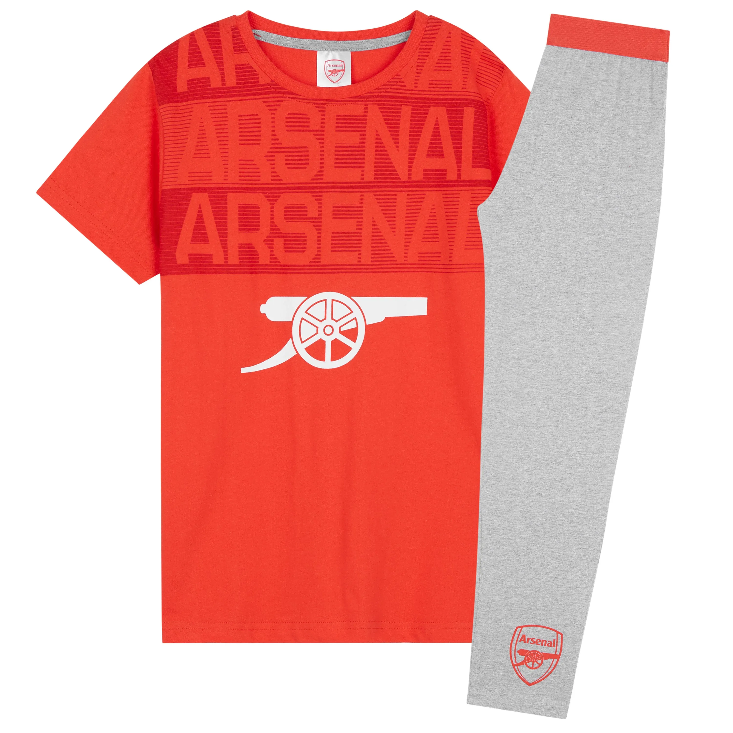 Arsenal F.C. Boys Pyjamas Set - Nightwear PJs for Kids - RED & GREY