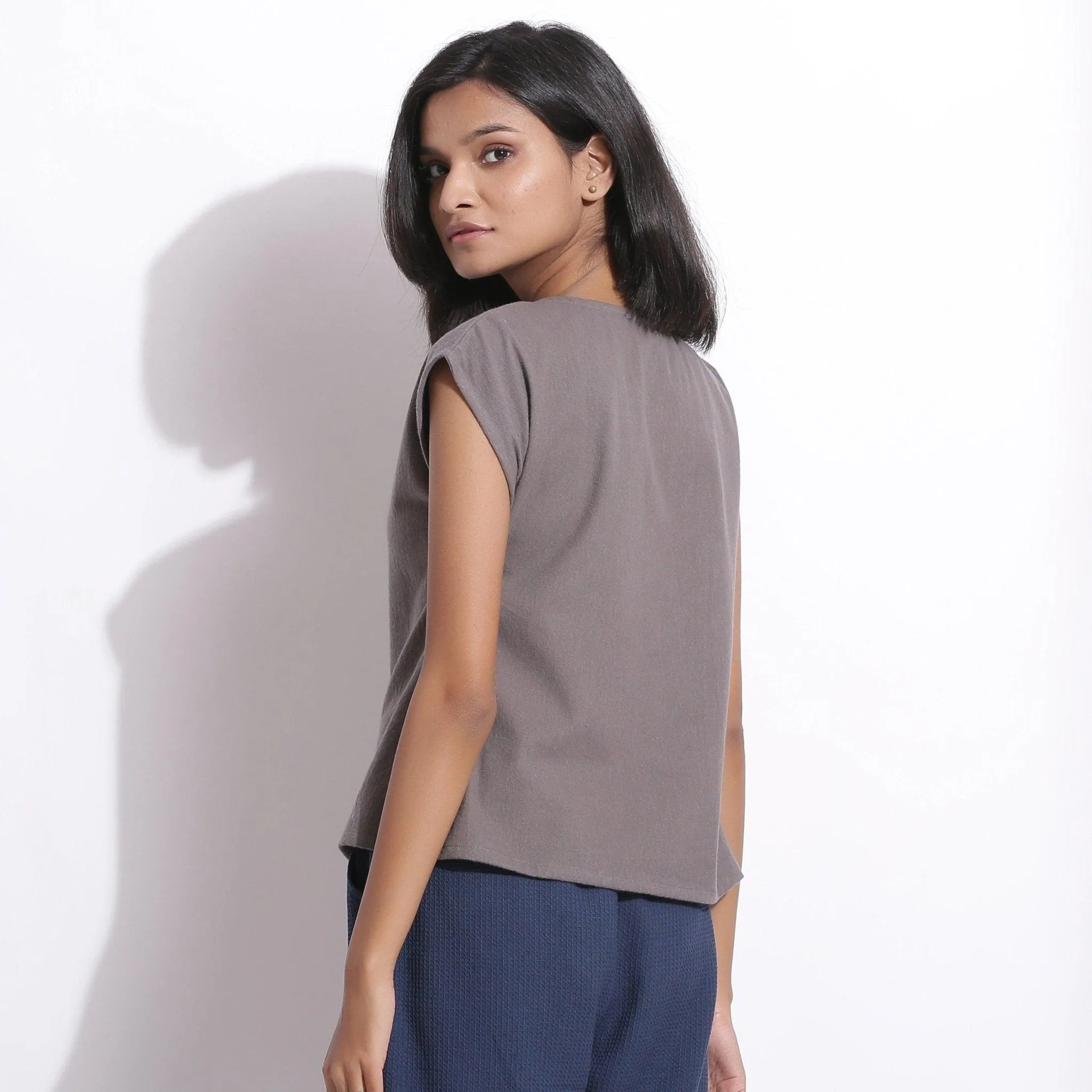 Ash Grey Warm Cotton Flannel Essential Top