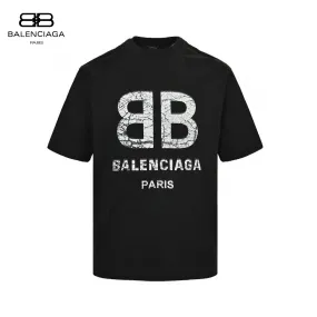 Balenciaga Cracked Logo T-Shirt (Black)