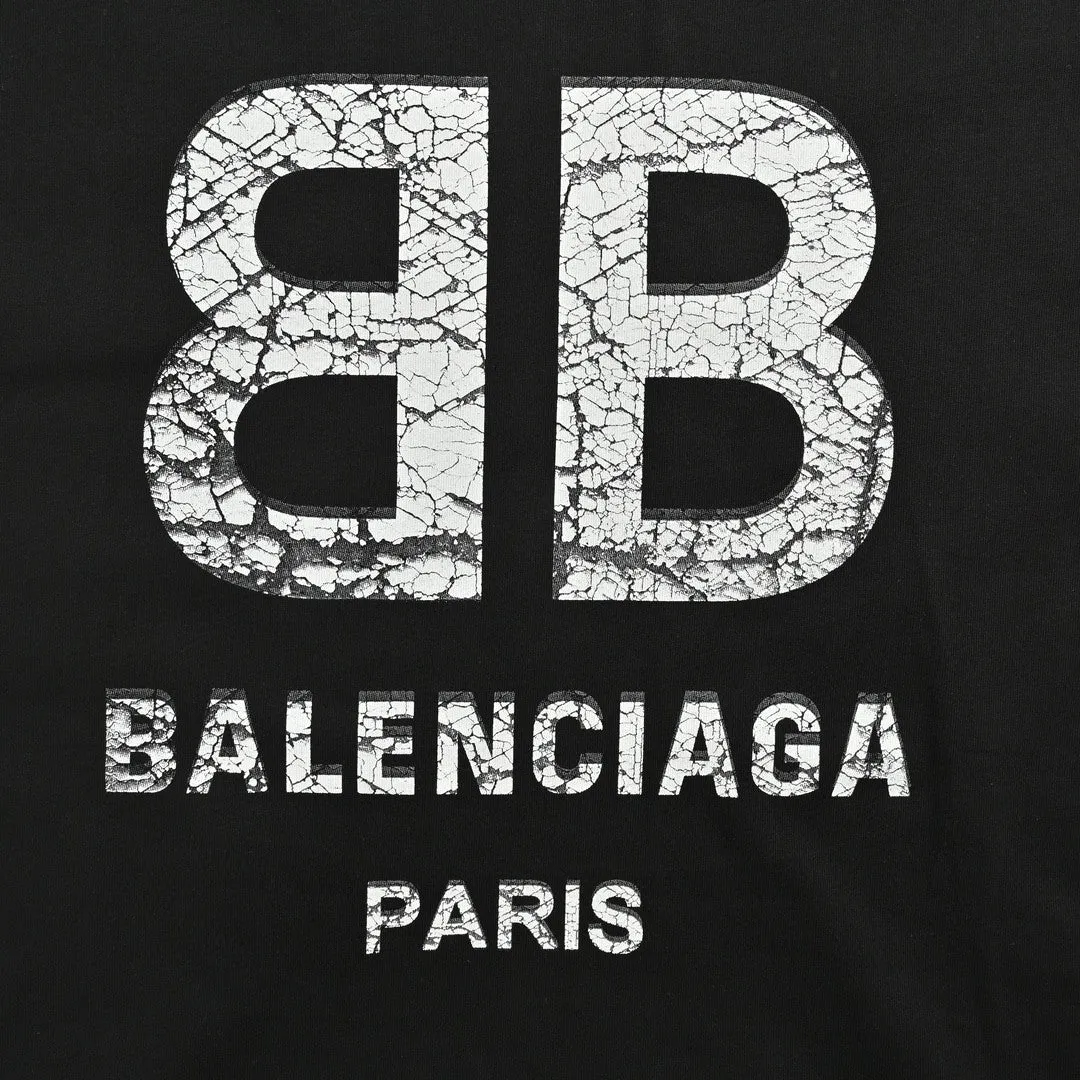 Balenciaga Cracked Logo T-Shirt (Black)