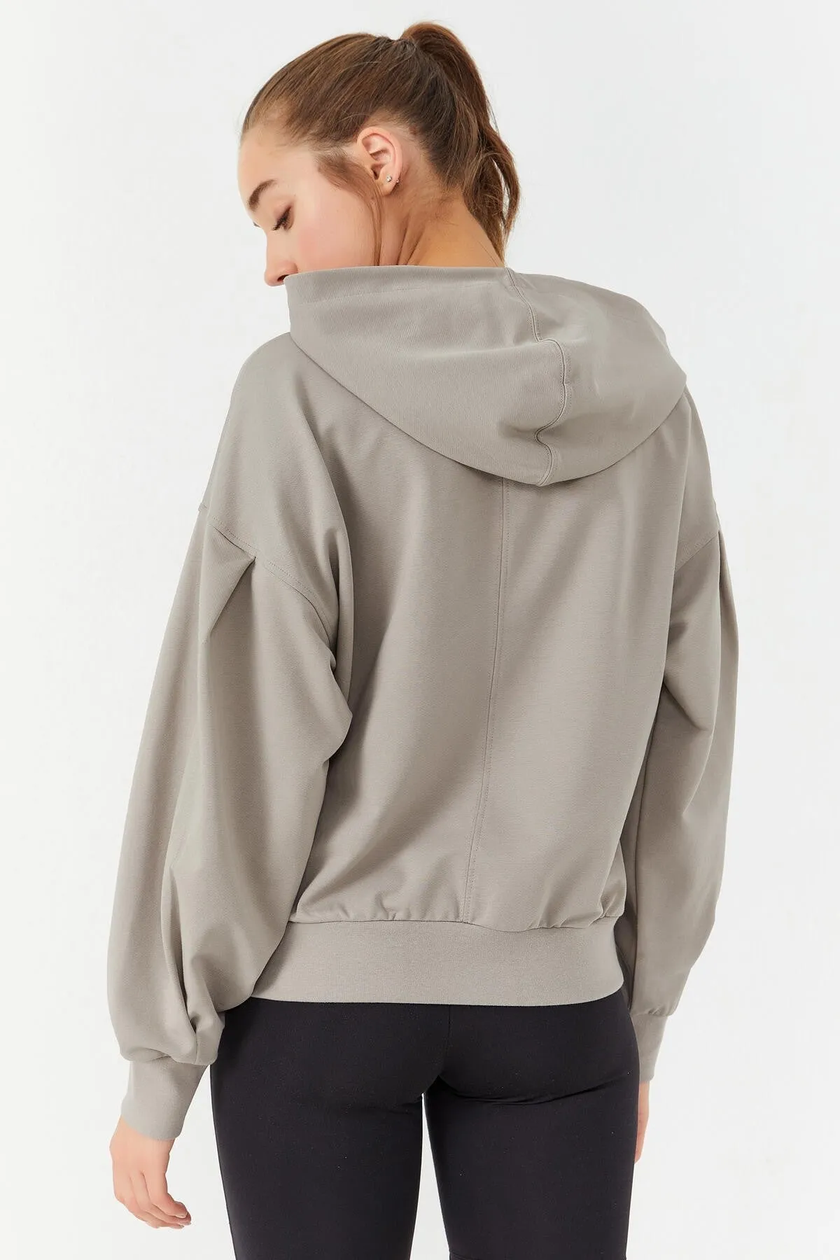 balon kol kapüşonlu kadin oversize sweatshirt - 97156