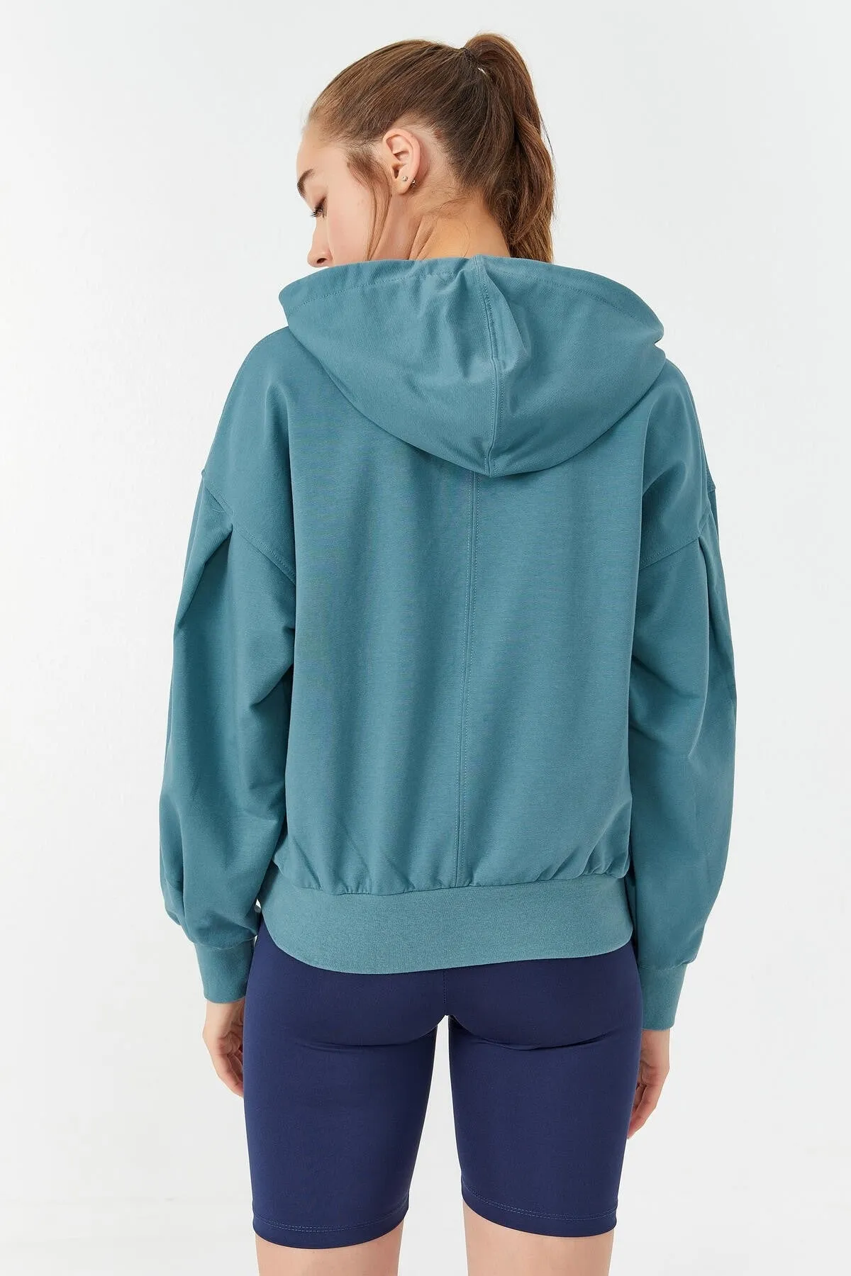 balon kol kapüşonlu kadin oversize sweatshirt - 97156