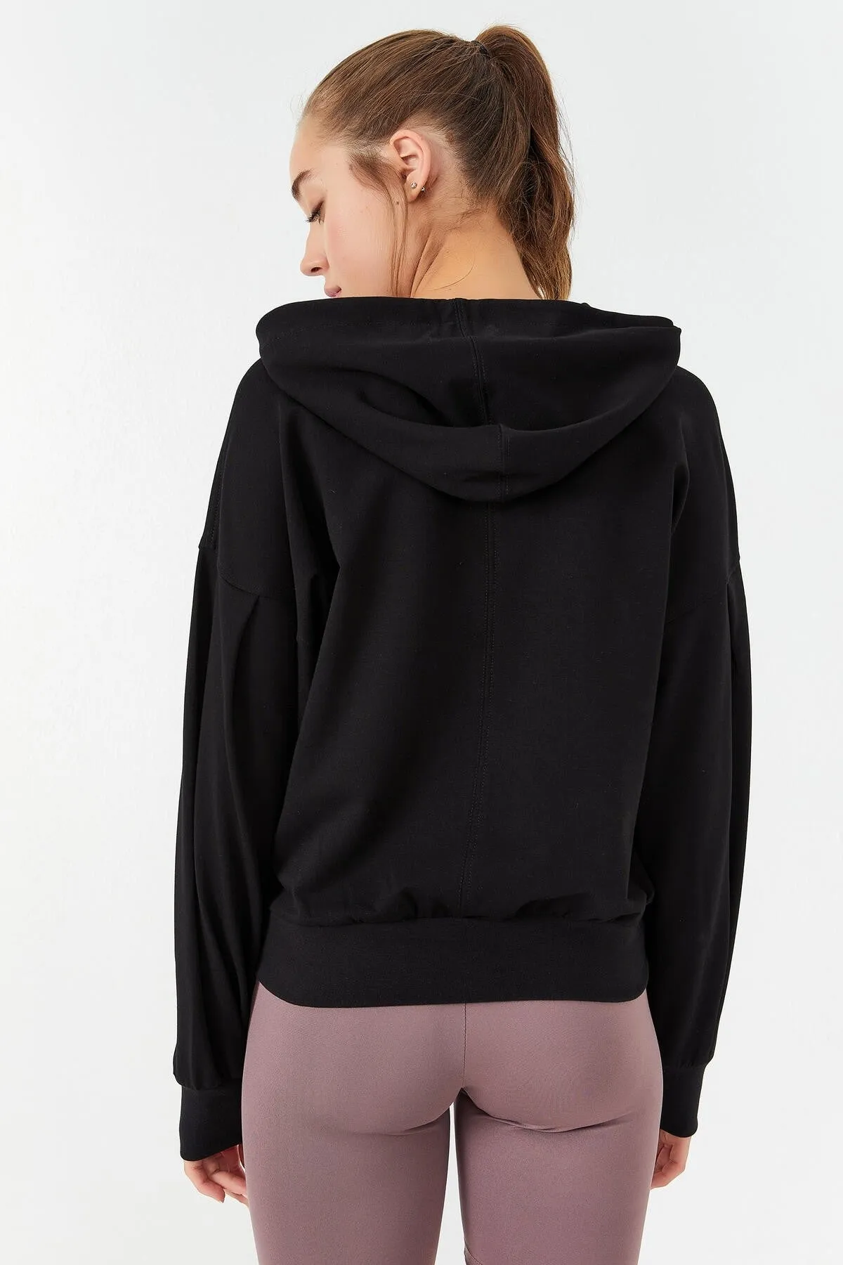 balon kol kapüşonlu kadin oversize sweatshirt - 97156