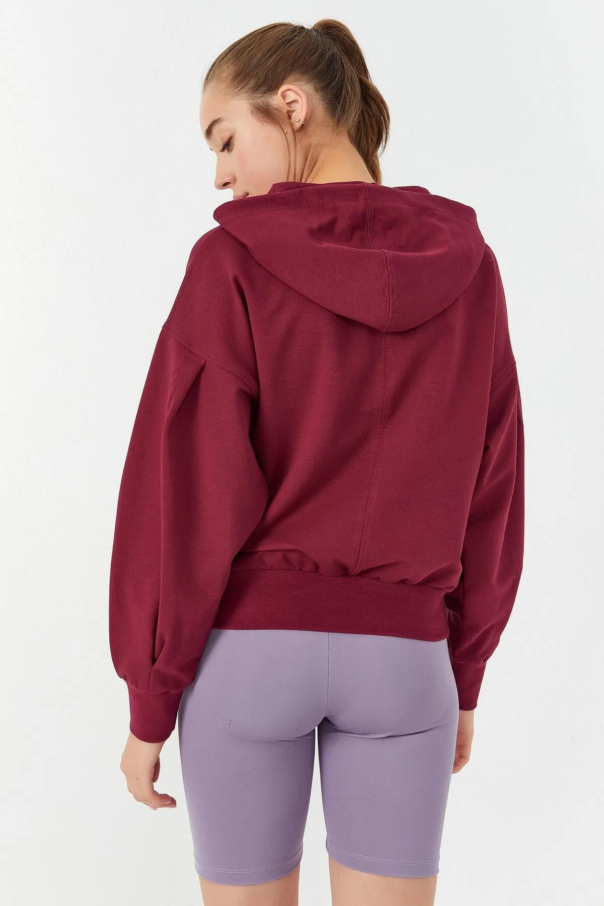 balon kol kapüşonlu kadin oversize sweatshirt - 97156