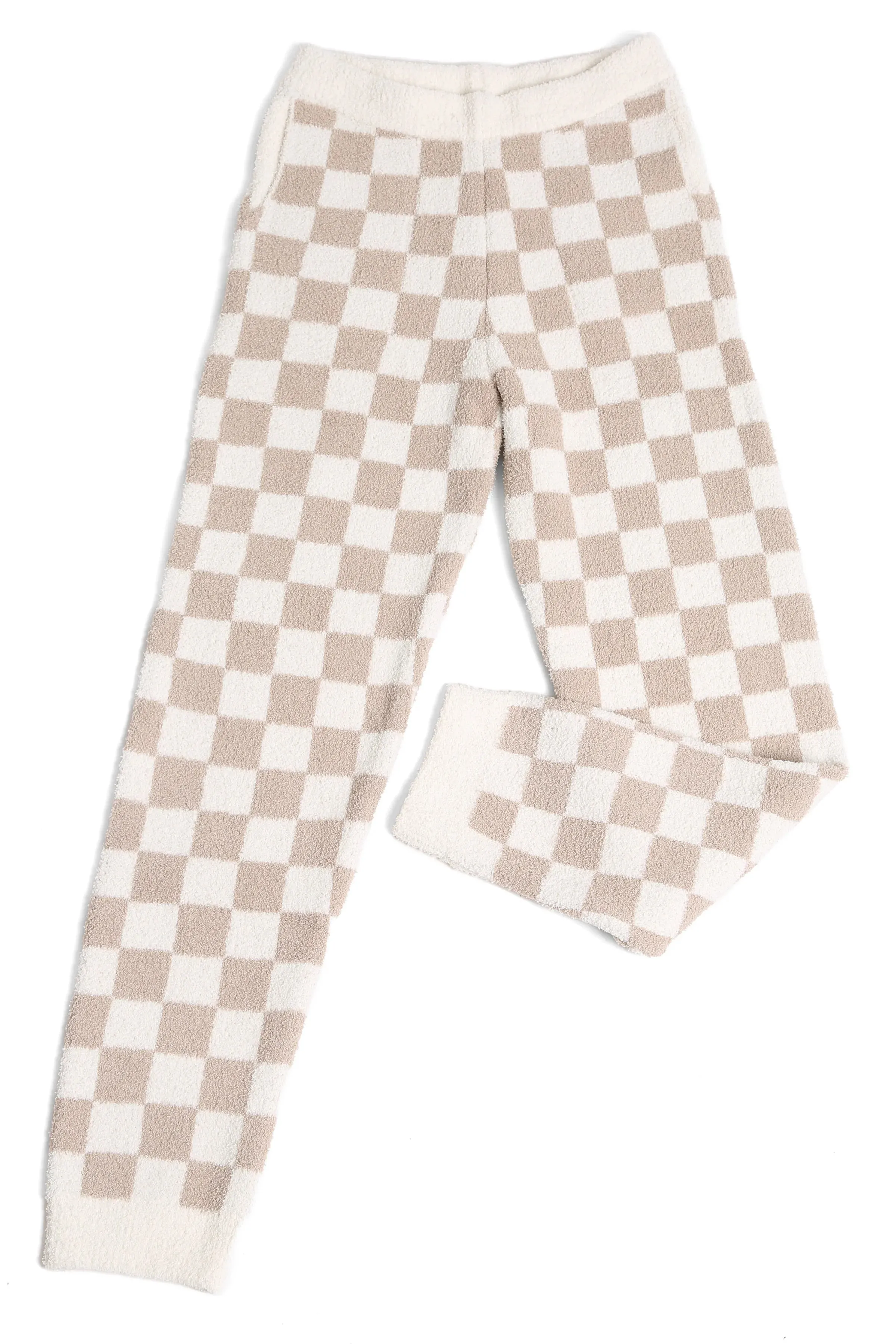 Beige Checkered Luxury Pajama Bottoms