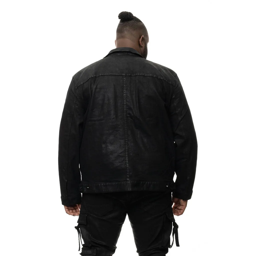 Big and Tall Overspray Utility Jean Jacket - Polished Black