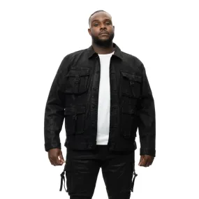 Big and Tall Overspray Utility Jean Jacket - Polished Black