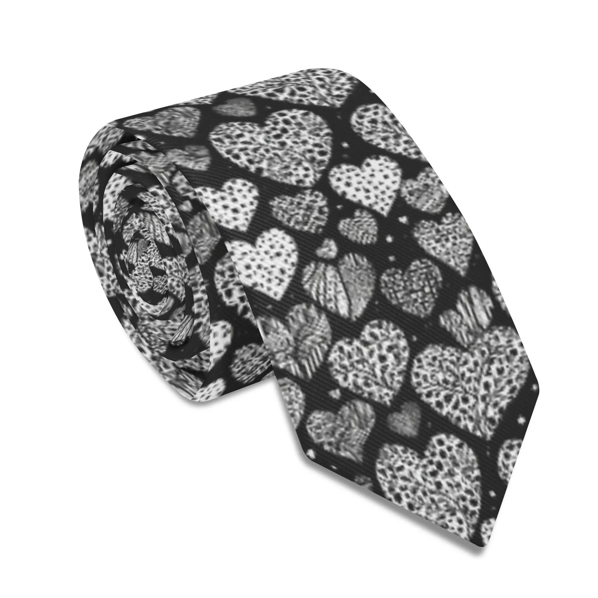 Black and White Hearts Necktie