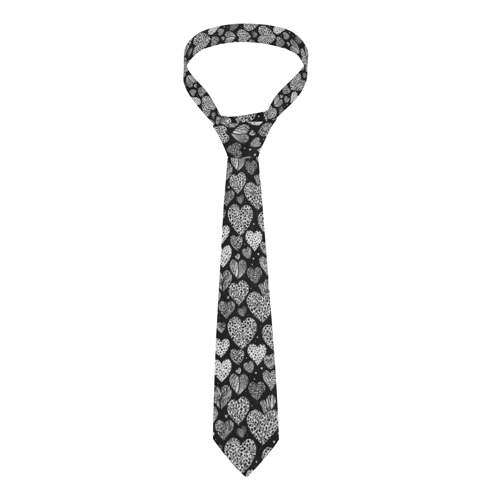 Black and White Hearts Necktie