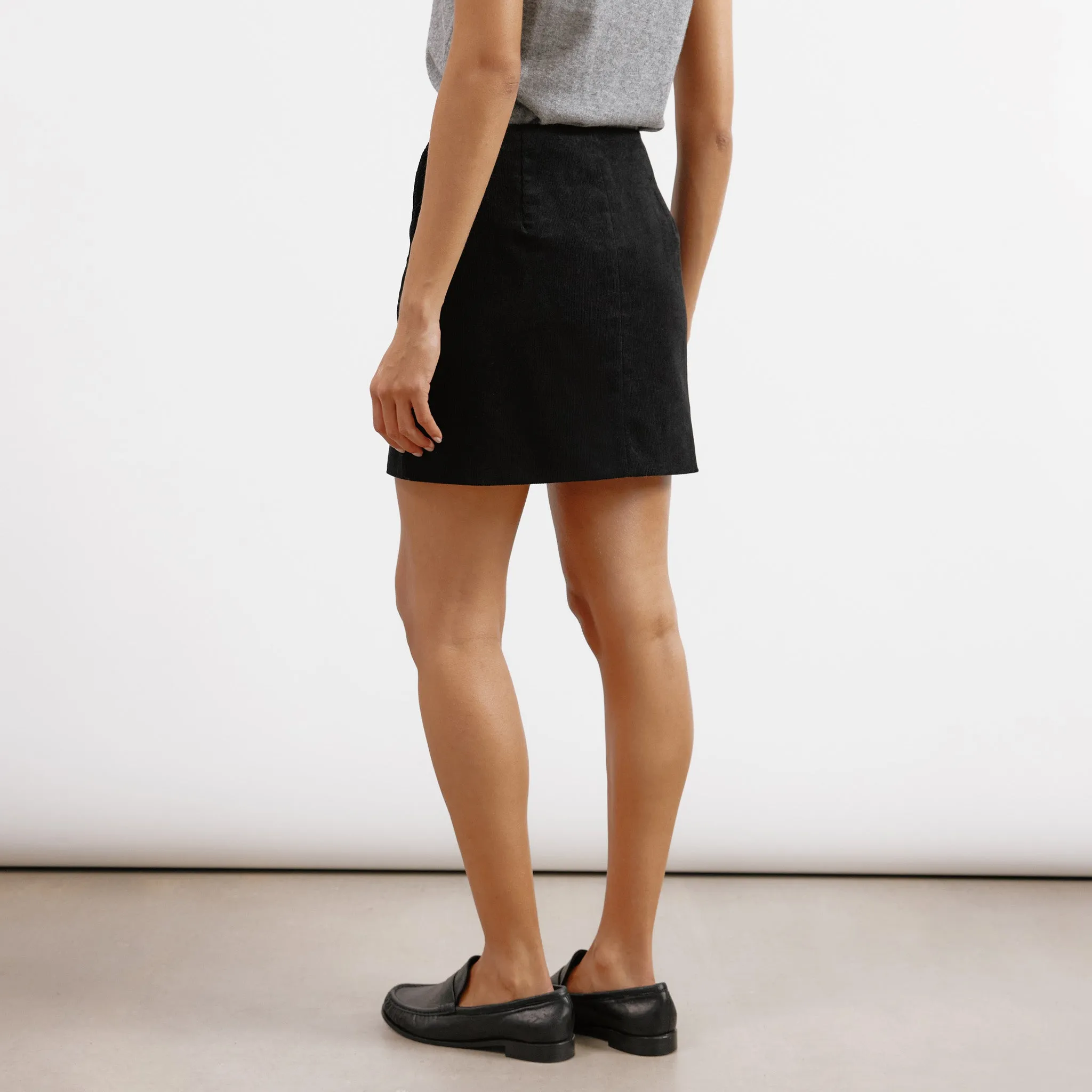 Black Cord Short Skirt