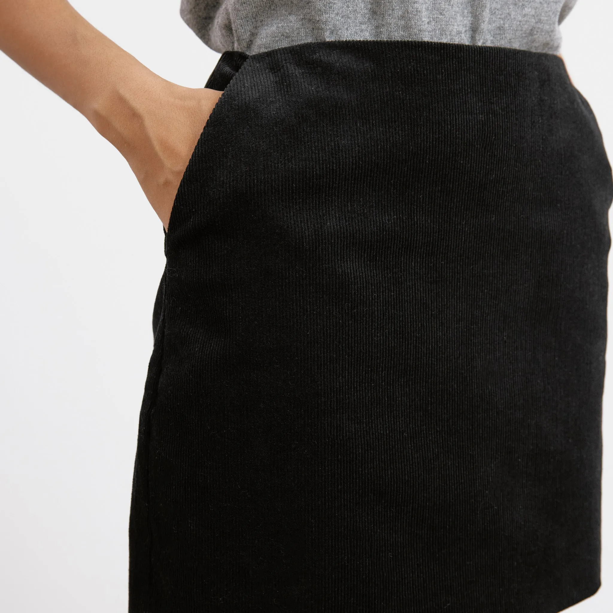 Black Cord Short Skirt