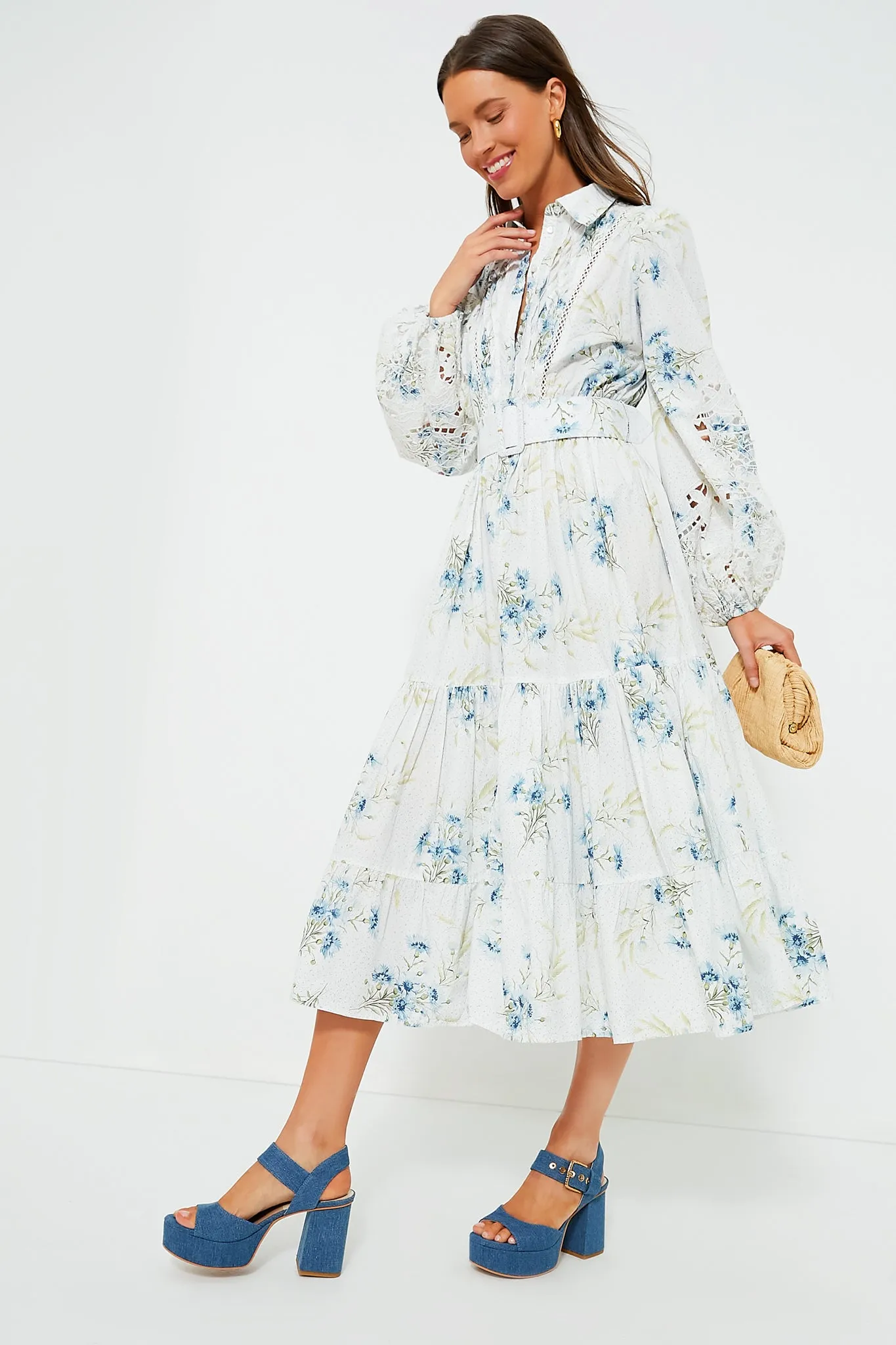 Blue Field Poplin Maxi Dress