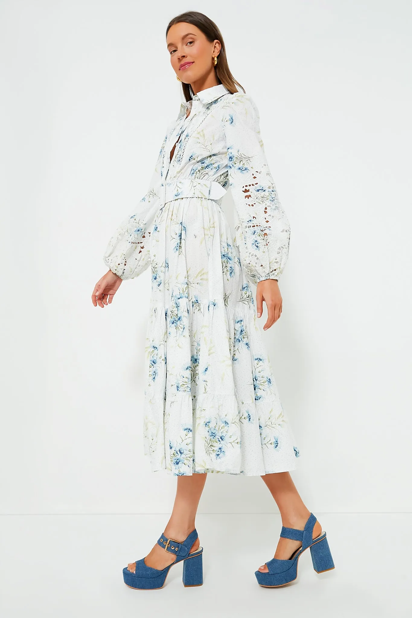 Blue Field Poplin Maxi Dress