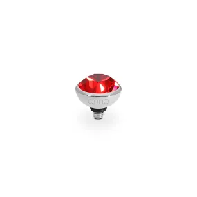 Bottone Silver and Scarlet Crystal Ring Gem Top, 10mm