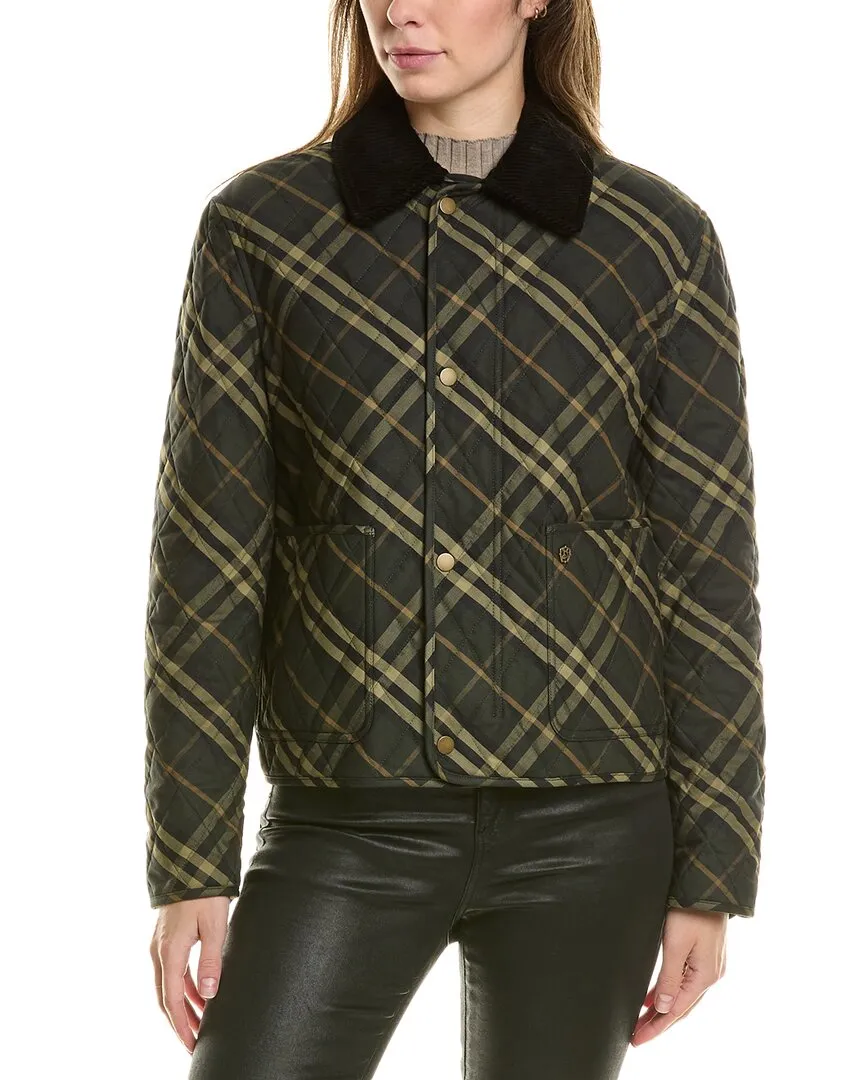 Burberry Cropped Check Quilted Barn Jacket