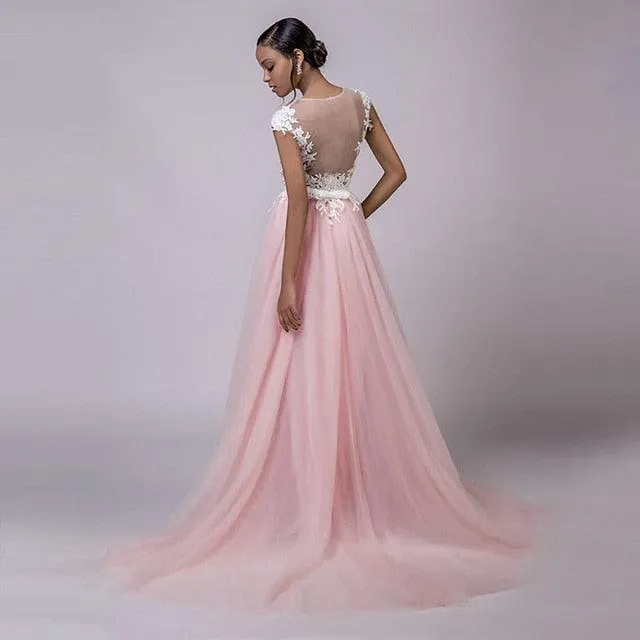 Cap-sleeves Romantic Evening Dress