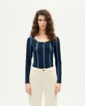 Casilda Wool Top Black/Navy Stripes