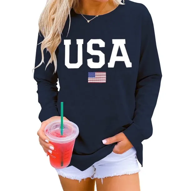 Casual Womens Sweatshirts Long Sleeve Graphic T-Shirts