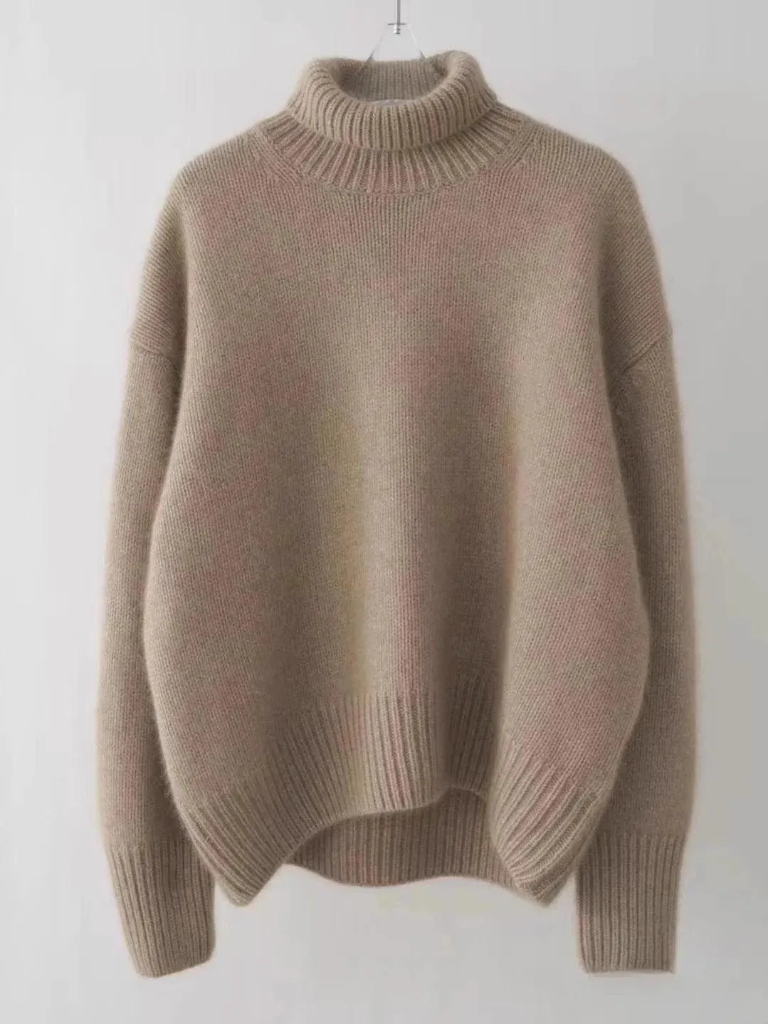 Chic High Neck Cashmere Knit Sweater for Women