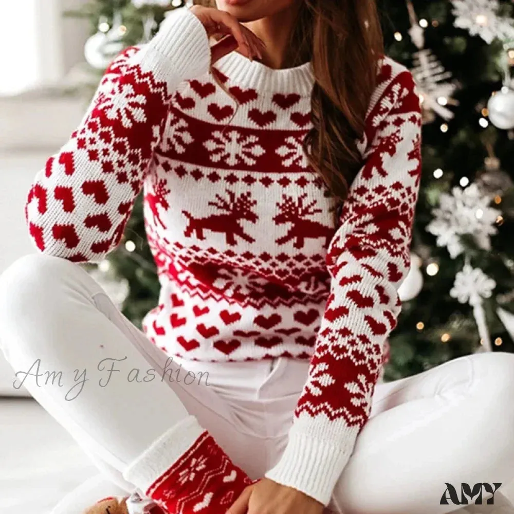 Christmas Knitting Soft Warm Knitwear Full Sleeve Casual Sweater