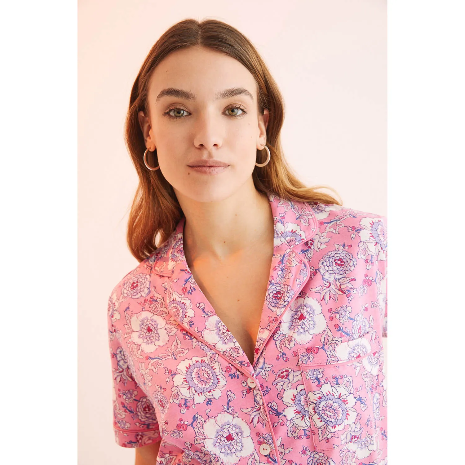 Classic Pink Printed 100% Cotton Pyjamas