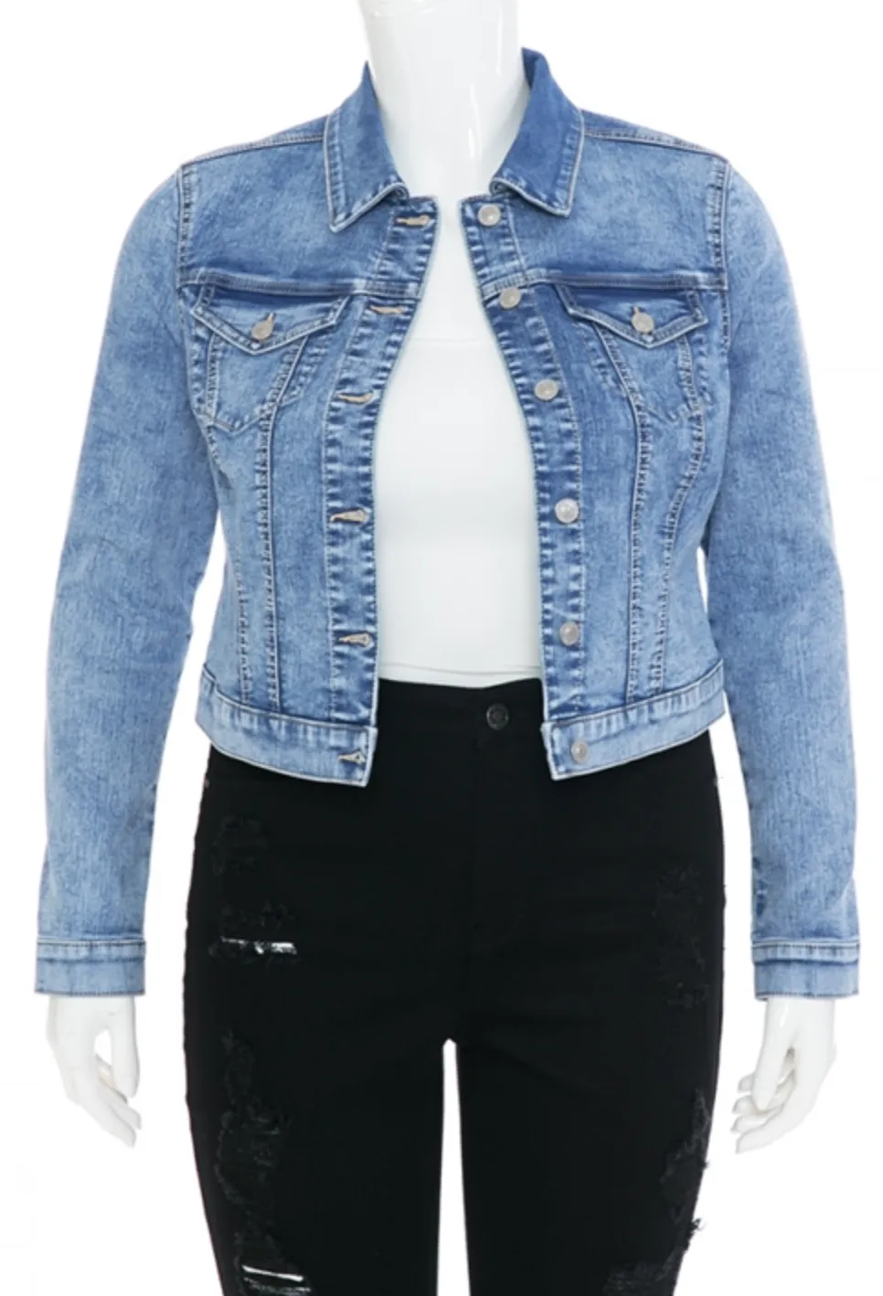 Classic Slim Fit Jean Jacket 1X-3X