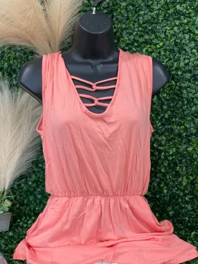 Comfy & Chic Coral Cage Romper