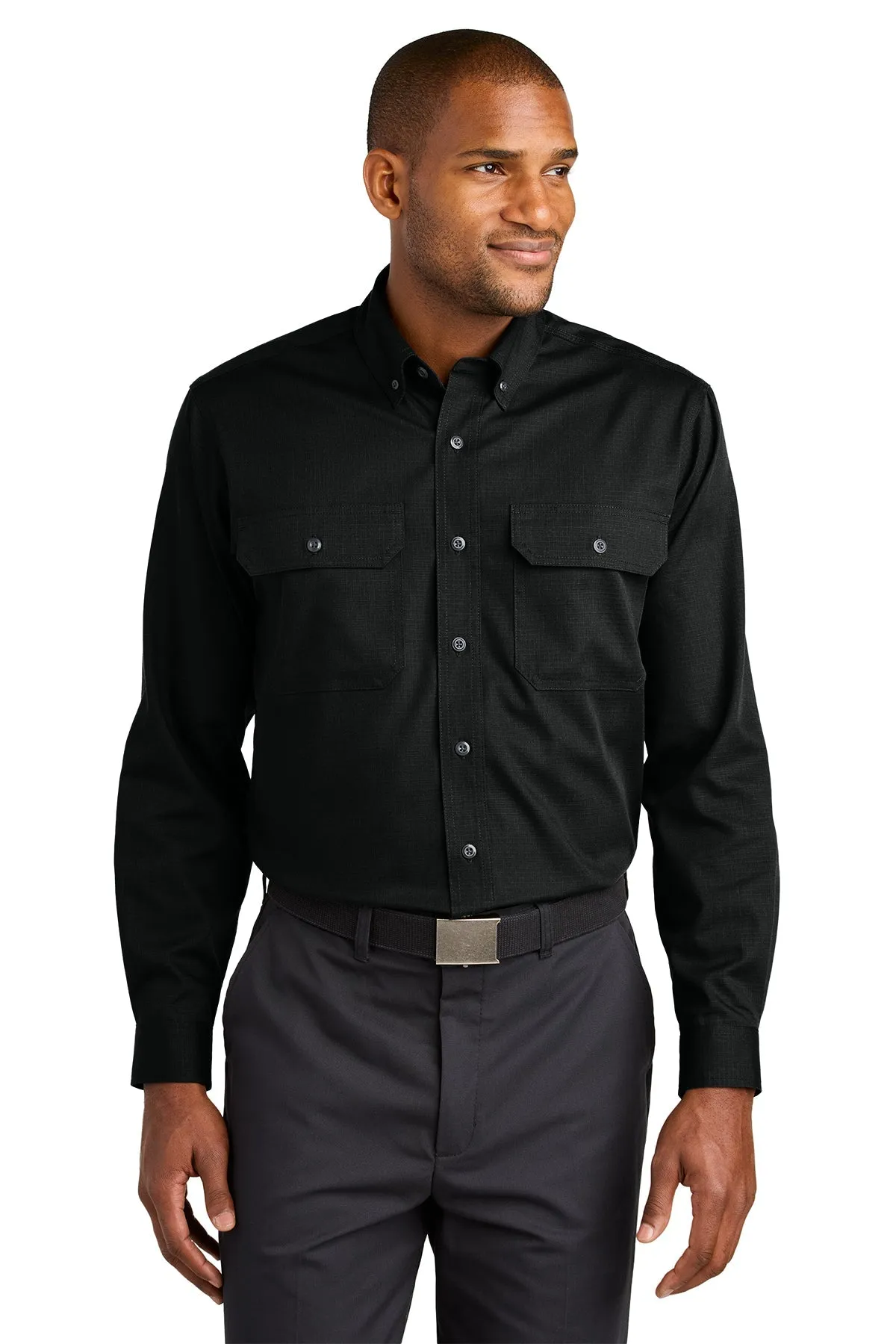 CornerStone Long Sleeve Select Ripstop Custom Shirts, Black