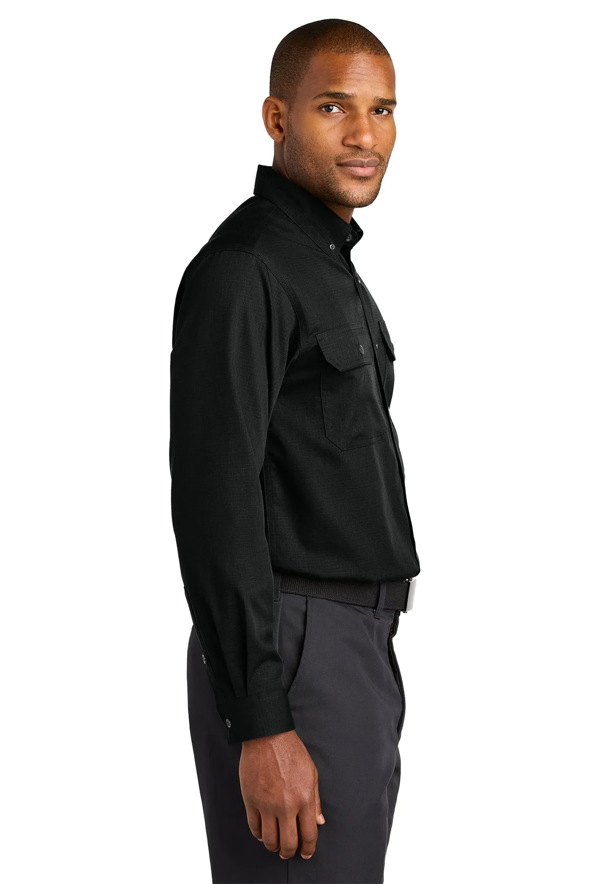 CornerStone Long Sleeve Select Ripstop Custom Shirts, Black