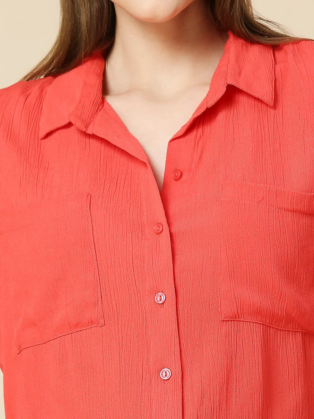 CRINKLE RAYON ESSENTIAL SHIRT