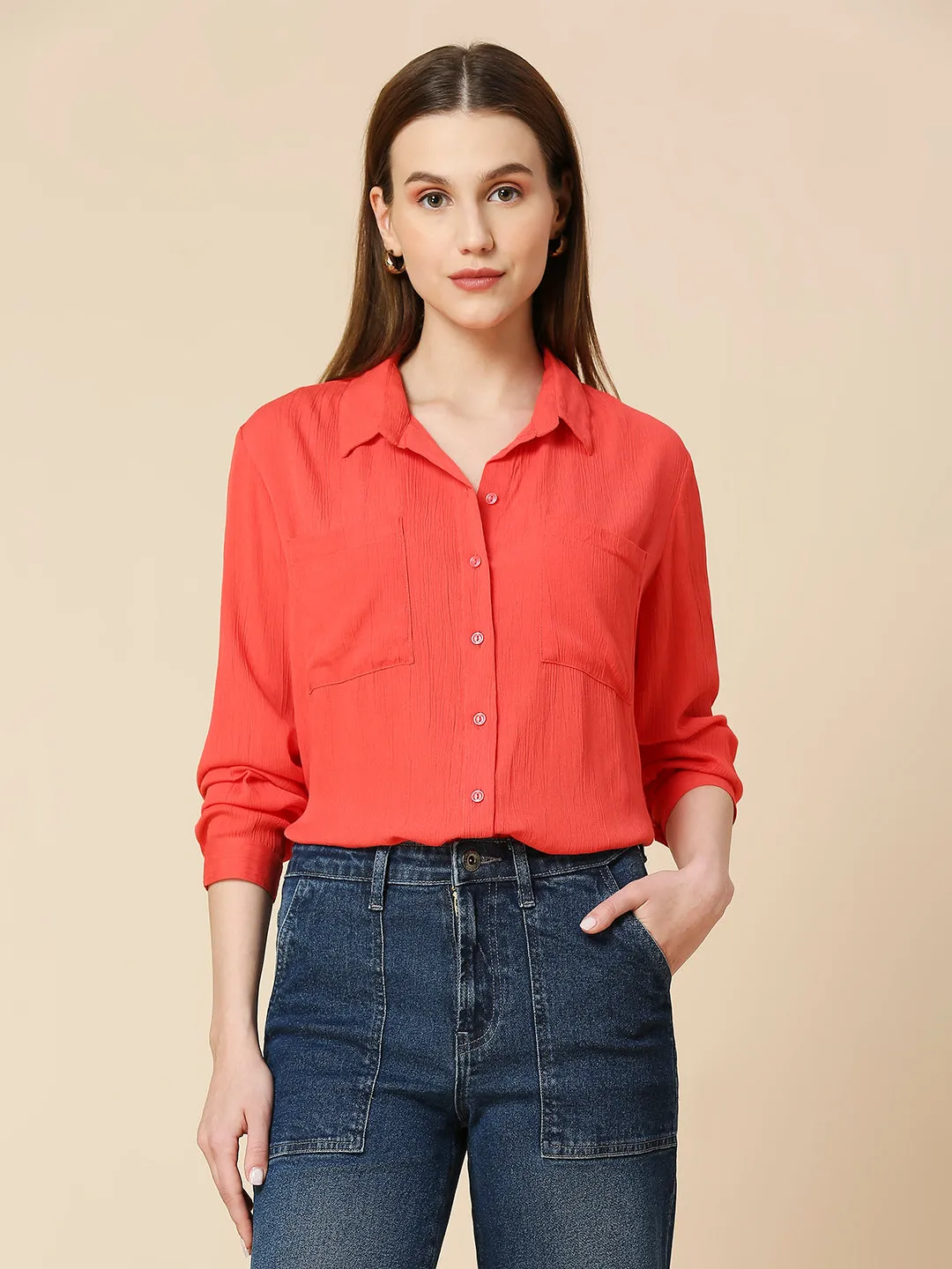 CRINKLE RAYON ESSENTIAL SHIRT