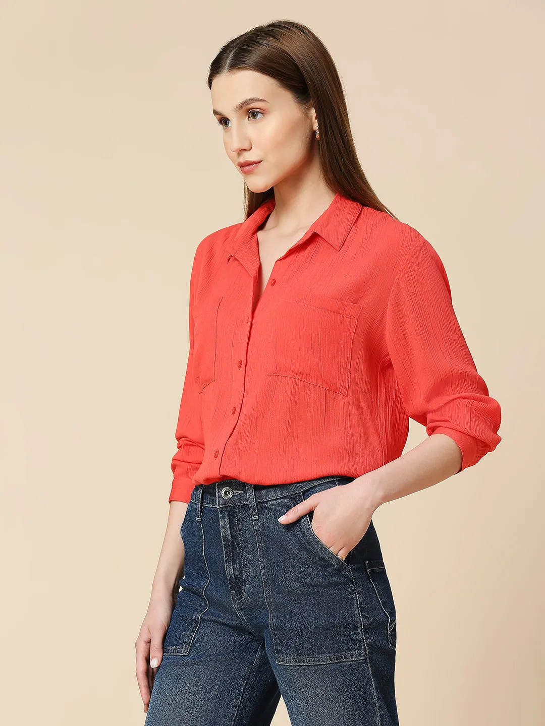 CRINKLE RAYON ESSENTIAL SHIRT