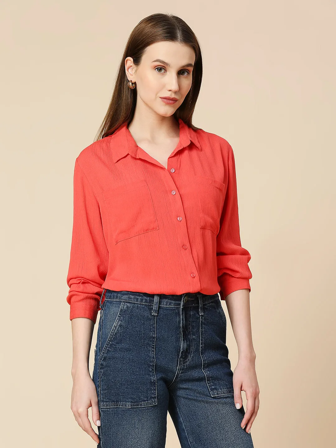 CRINKLE RAYON ESSENTIAL SHIRT