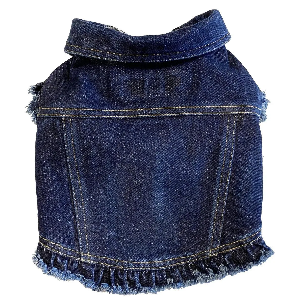 Custom Paris Fashion Denim Dog Jacket With Ruffles