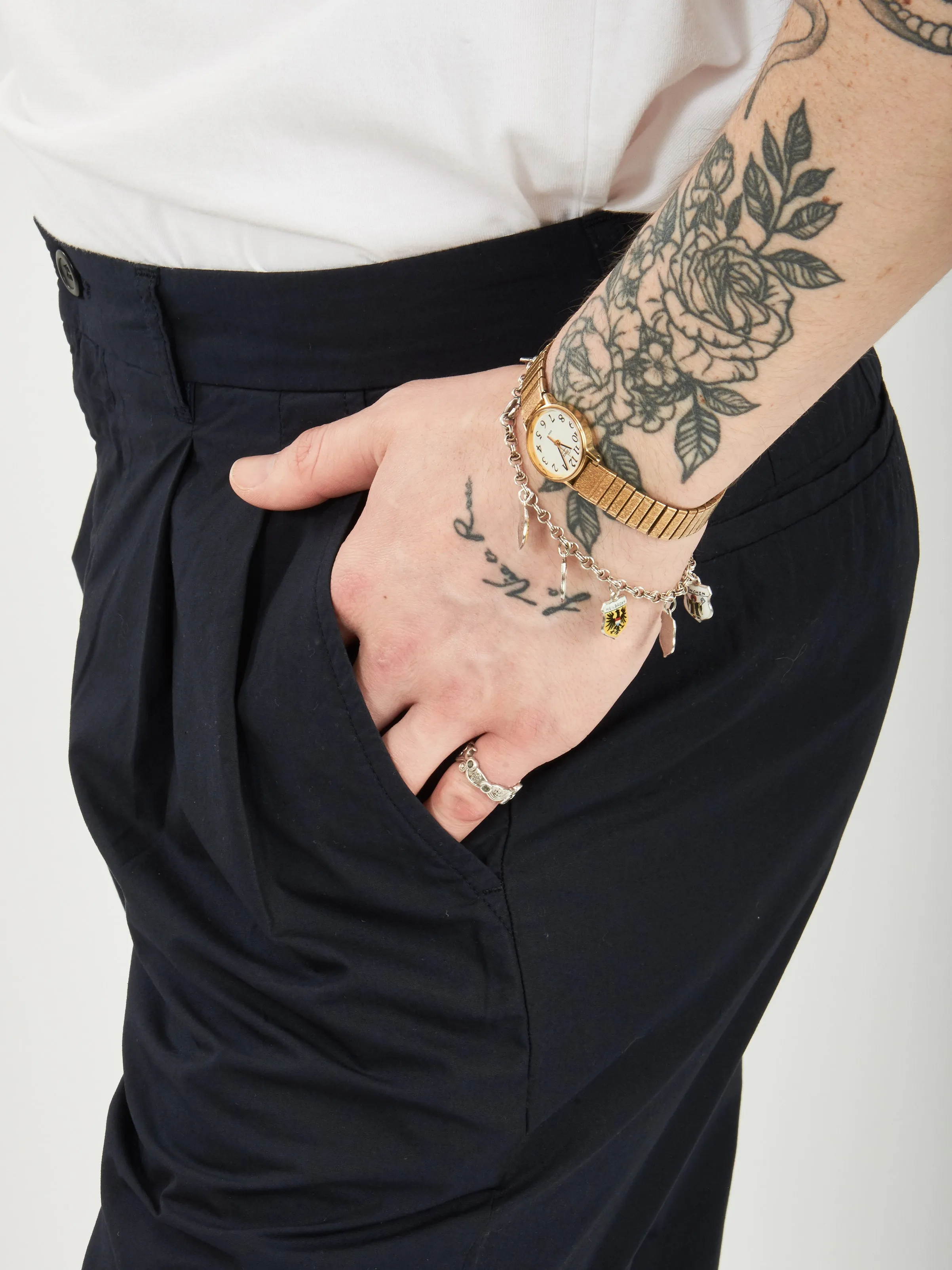 Dark Navy Benn Relaxed Typewriter Pleated Trouser