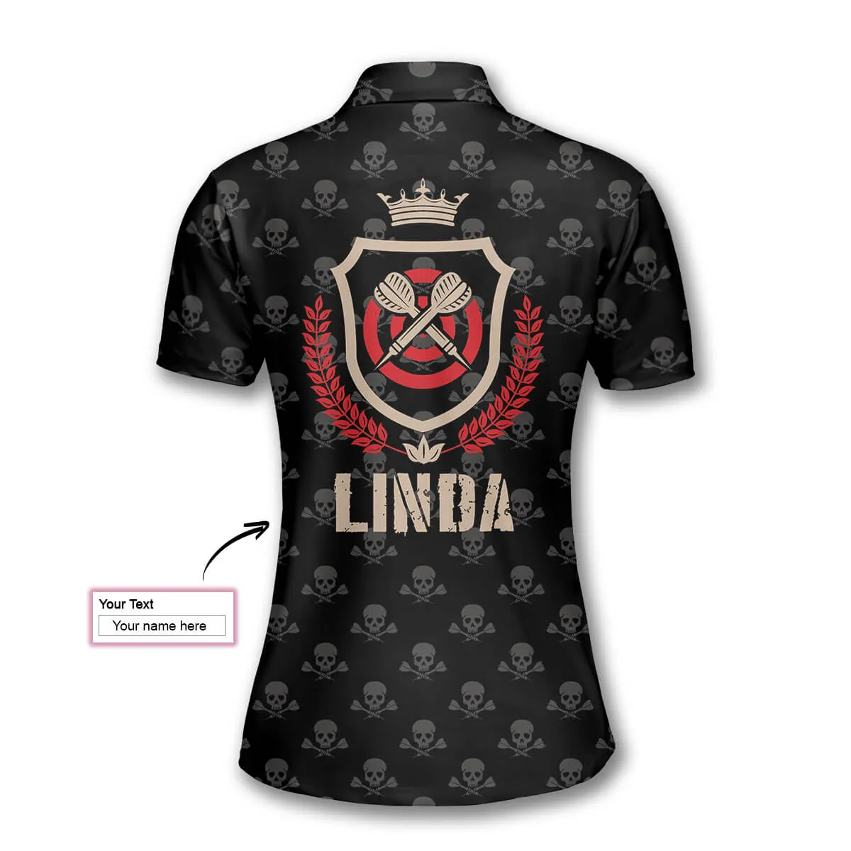 Darts Skull Crossed Pattern Custom Darts Shirts for Women