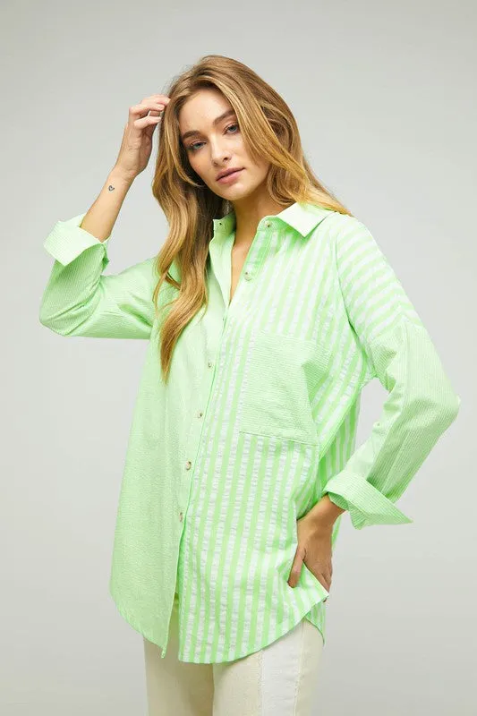 Davi & Dani Stripe Button Down Long Sleeve Shirt