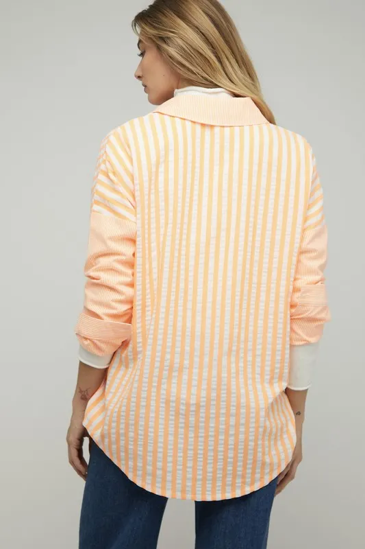 Davi & Dani Stripe Button Down Long Sleeve Shirt