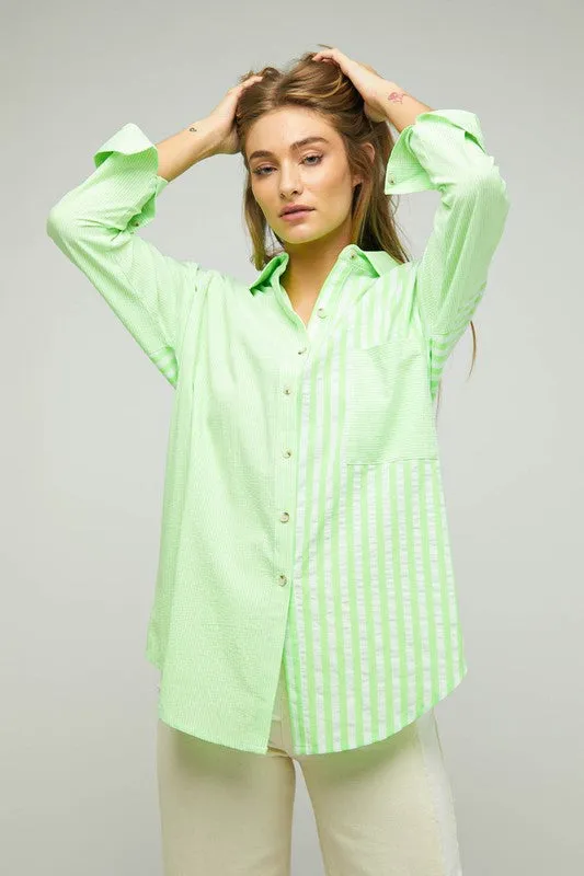 Davi & Dani Stripe Button Down Long Sleeve Shirt