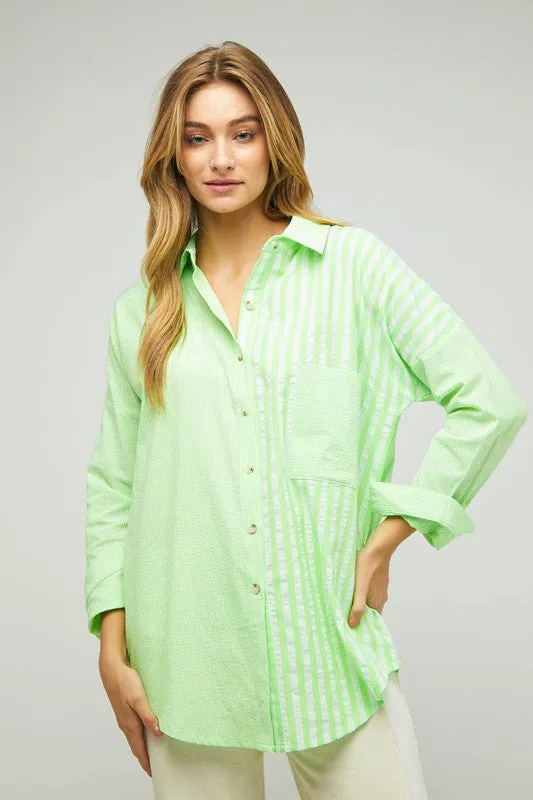 Davi & Dani Stripe Button Down Long Sleeve Shirt