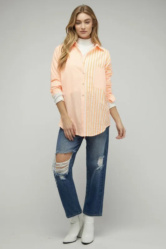 Davi & Dani Stripe Button Down Long Sleeve Shirt