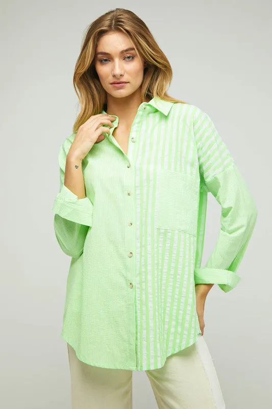 Davi & Dani Stripe Button Down Long Sleeve Shirt