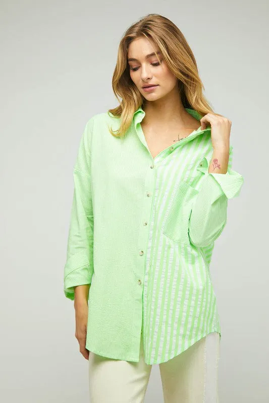 Davi & Dani Stripe Button Down Long Sleeve Shirt