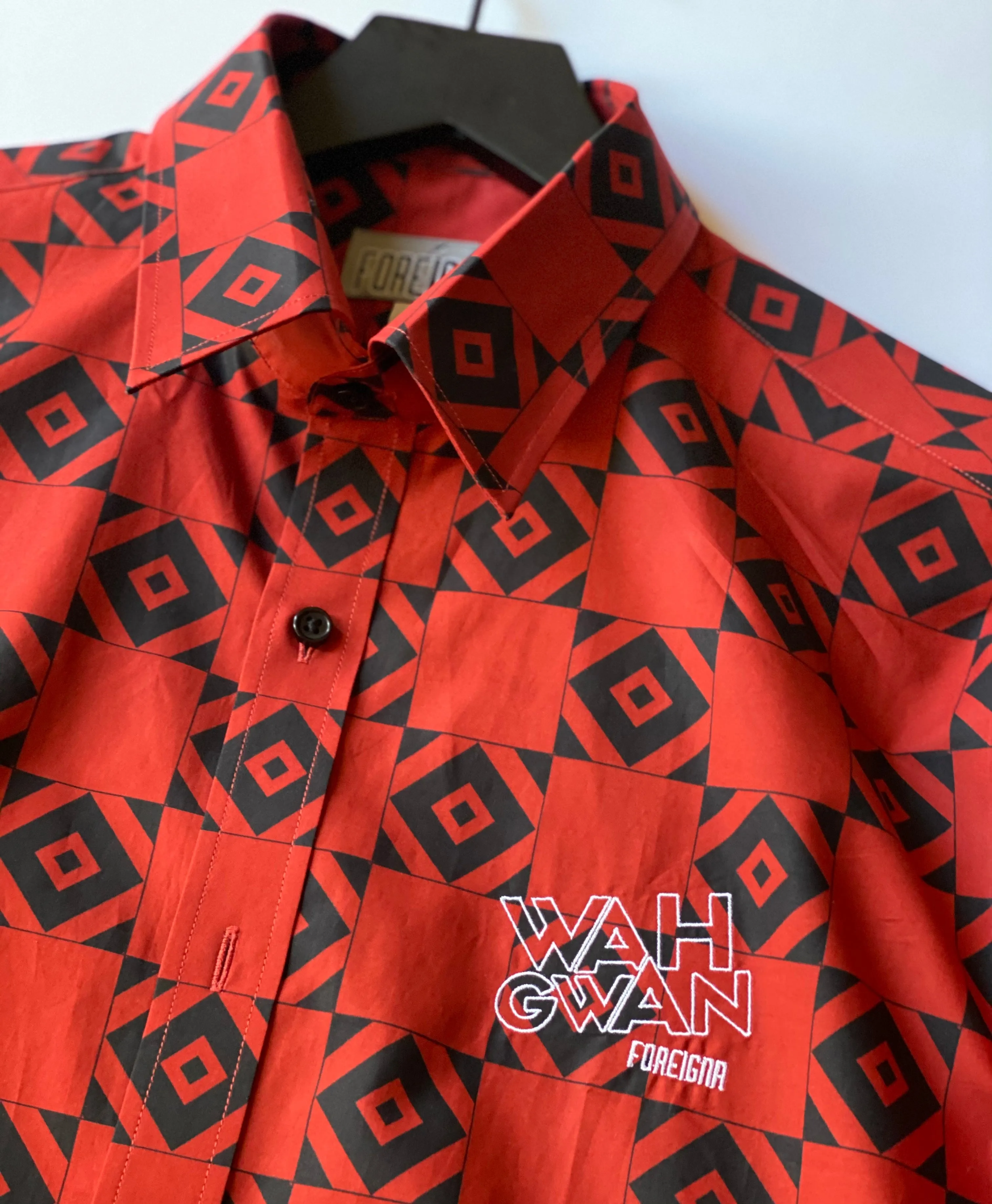 Diamond-Eye Geometric Shirts - Red