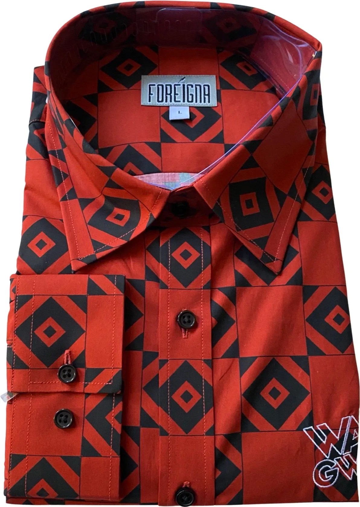 Diamond-Eye Geometric Shirts - Red