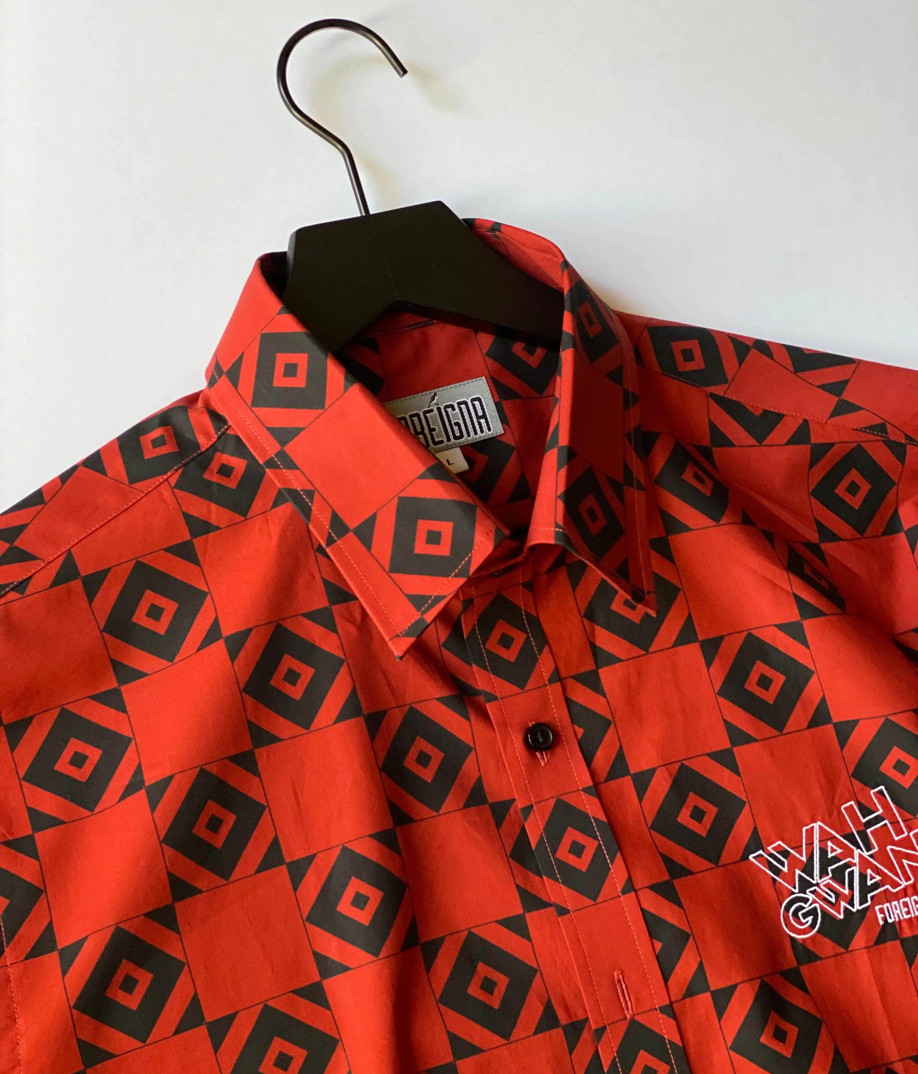 Diamond-Eye Geometric Shirts - Red