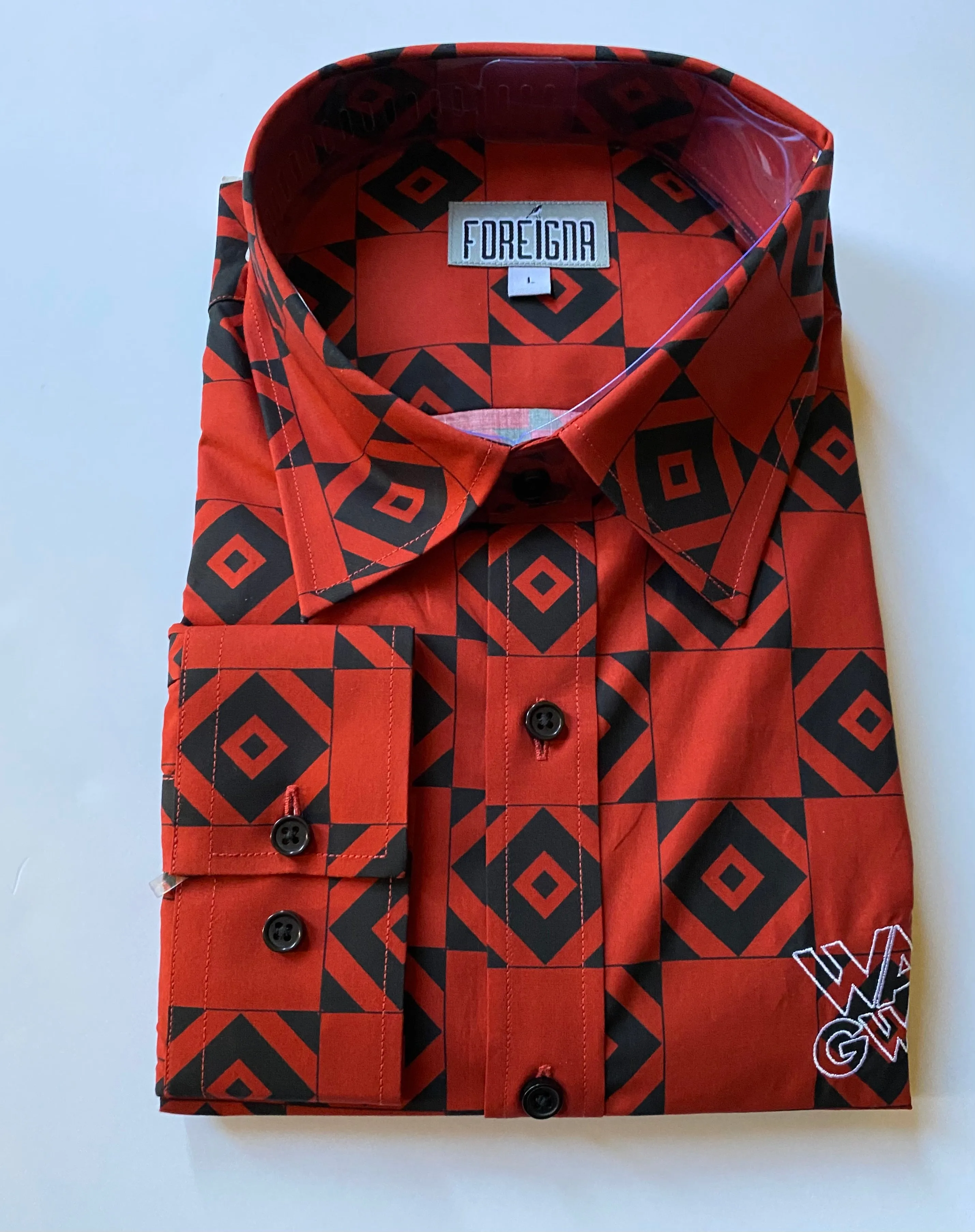 Diamond-Eye Geometric Shirts - Red