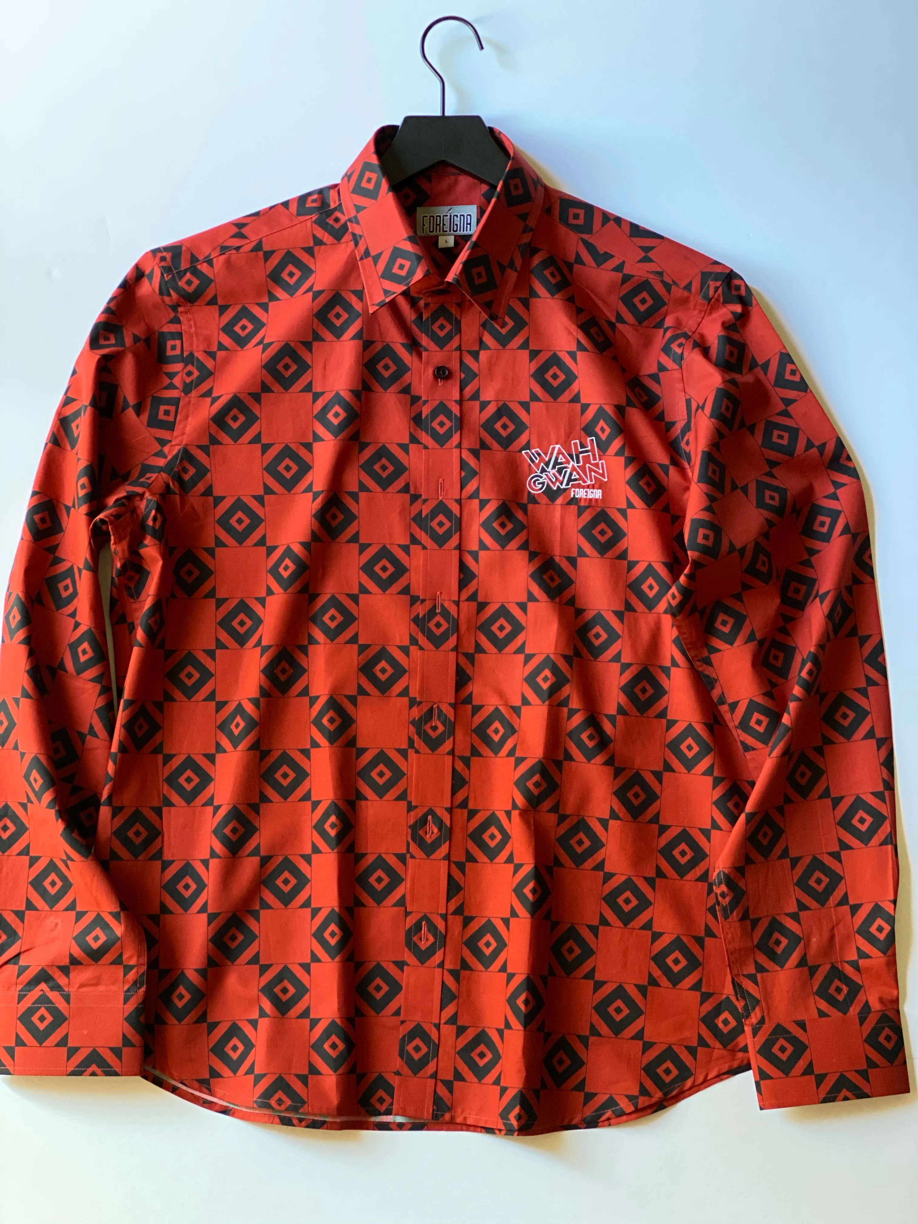 Diamond-Eye Geometric Shirts - Red